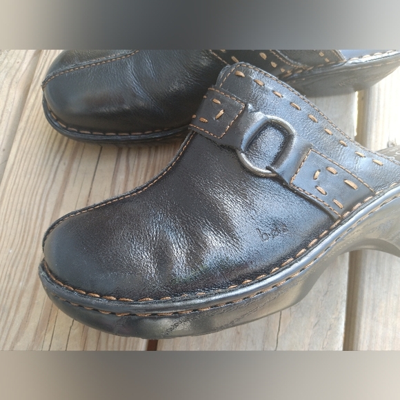 B.O.C. Born Concept Comfort Slip On Black Leather Clogs Mules Women's Size 11 - Picture 8 of 14